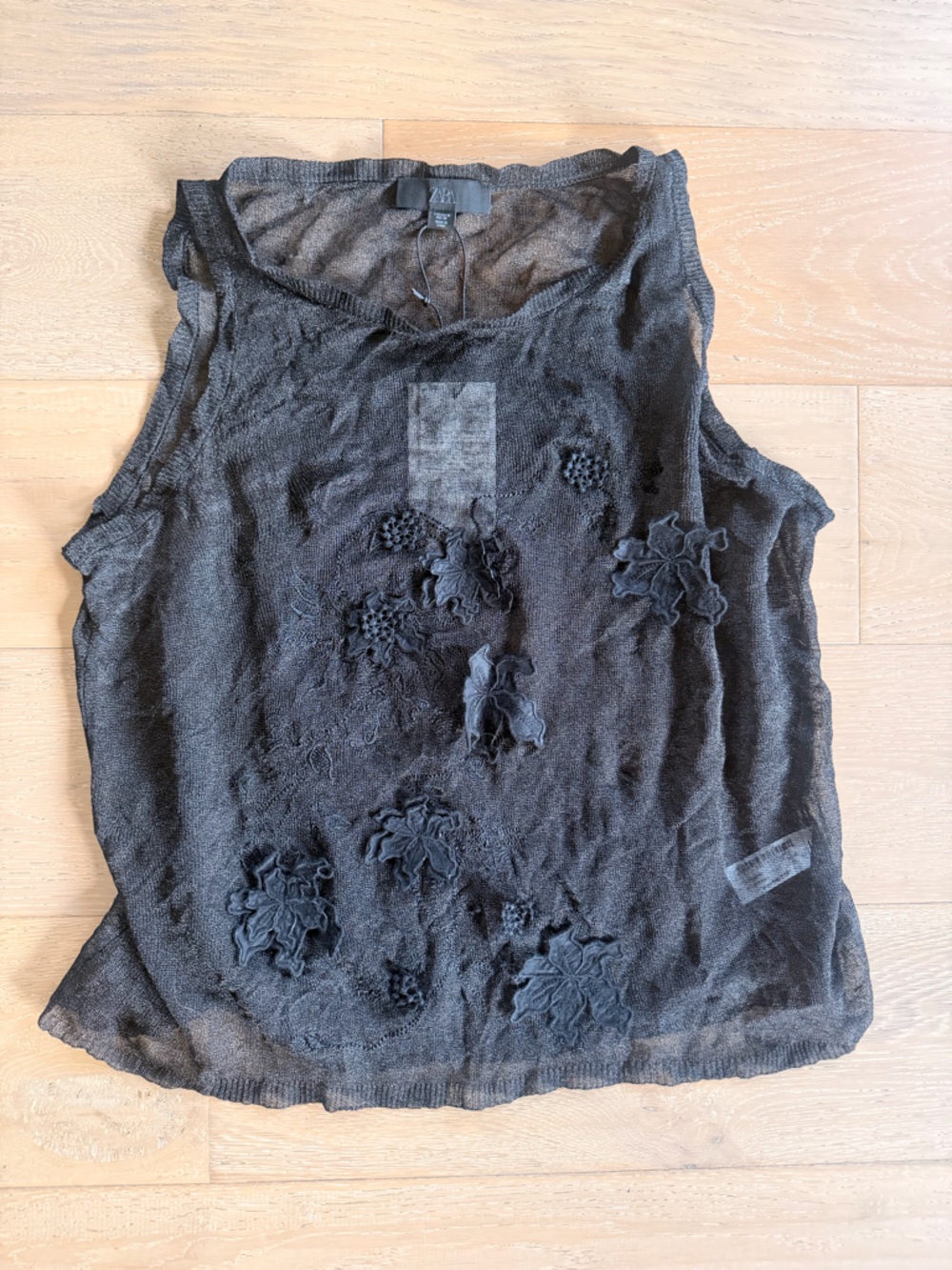 Zara Floral Appliqué Sleeveless Top - Size M